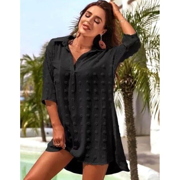 Blooming Jelly Women's Beach Cover Up Summer Dress V-Neck Navy Blue Medium NWT - Picture 5 of 8